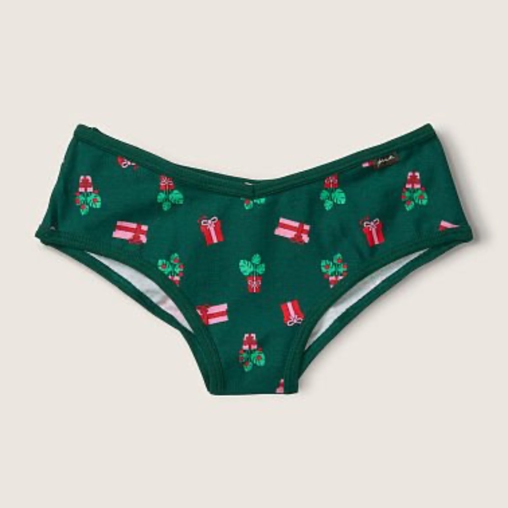 Victoria's Secret PINK Cotton Cheekster Panty Green Holiday Gifts XL NEW